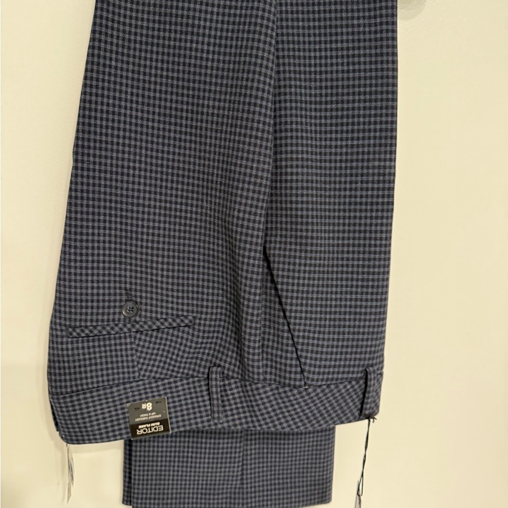 Express Blue and gray plaid editor dress pants. Slim flare